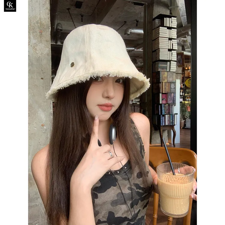 CanaryKiss韩版毛边复古渔夫帽秋冬季女大头围显脸小盆帽水桶帽子