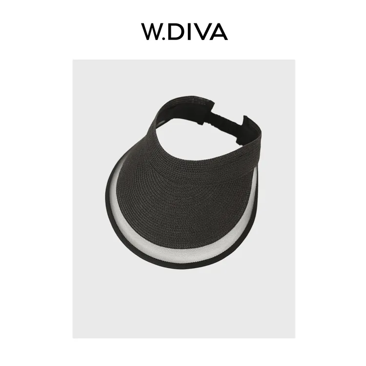 W.Diva【编织者】大帽檐无顶空顶草帽遮阳帽女夏季防晒帽50H061668