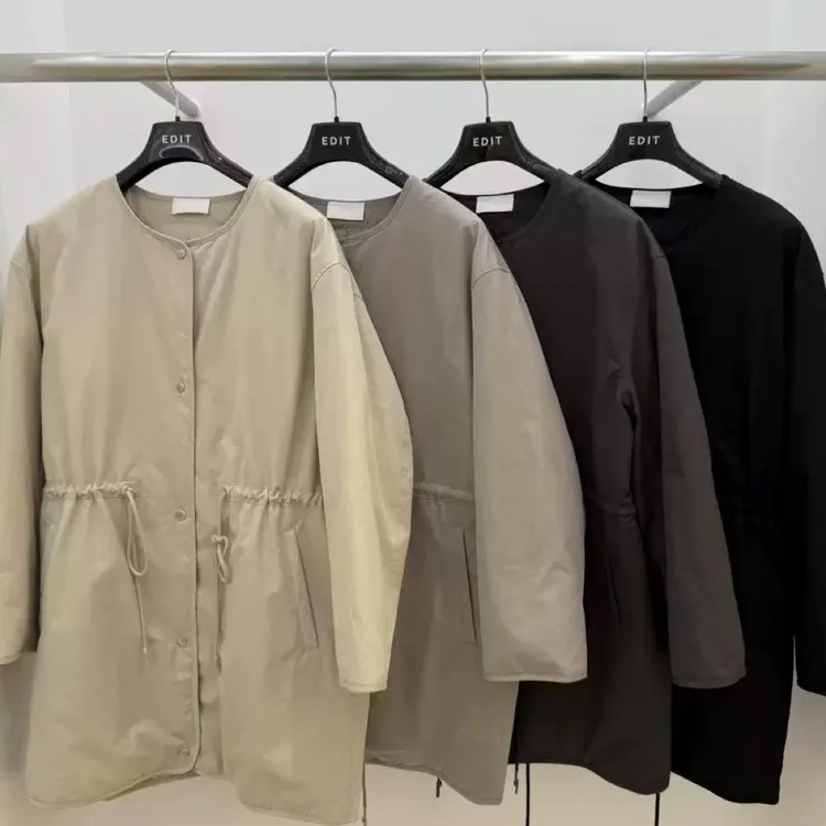 edit女韩国正品代秋季韩系圆领纯色抽绳中长款鹅绒服