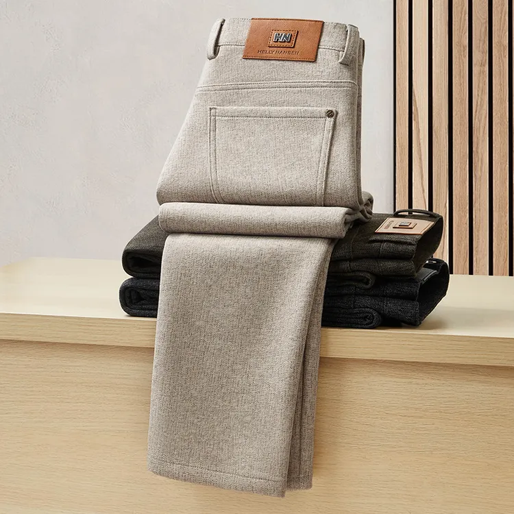 秋冬商务绅士简约大方高端轻奢加厚保暖休闲裤柔软舒适高腰直筒裤