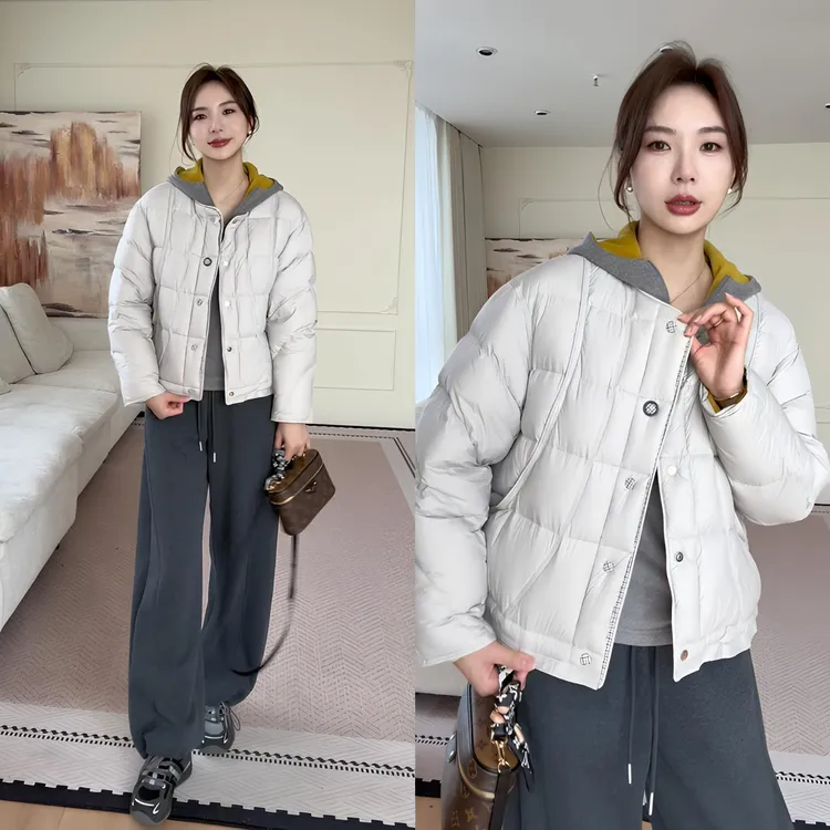 【余欢欢】冬季百搭简约保暖磁吸扣后背贴布羽绒服-YHW50963