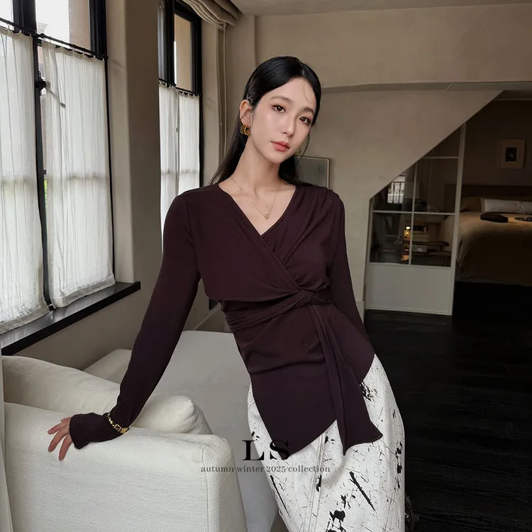 【LS新品牌】黑标极简大牌早秋上新极简优雅气质修身小衫长袖打底衫