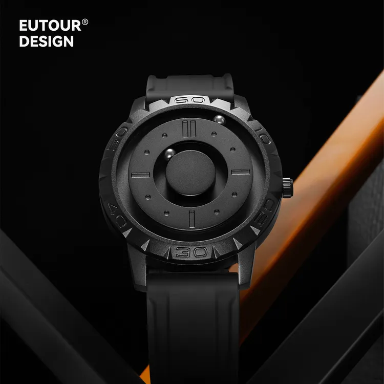 EUTOUR简黑系列 【新店特惠】磁力悬浮走珠无镜面手表男生七夕腕表