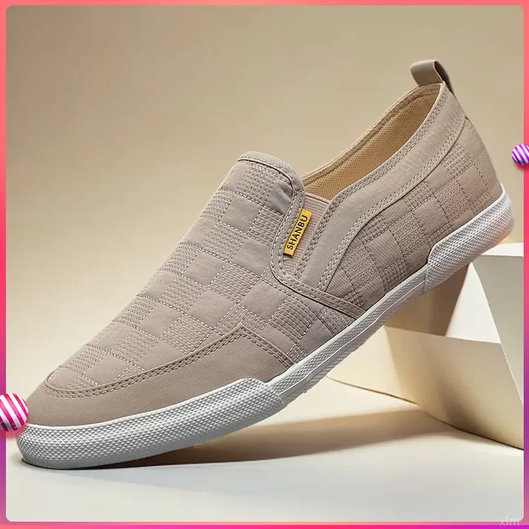 男鞋夏季新款透气休闲帆布鞋套脚一脚蹬懒人轻便老北京布鞋开车鞋