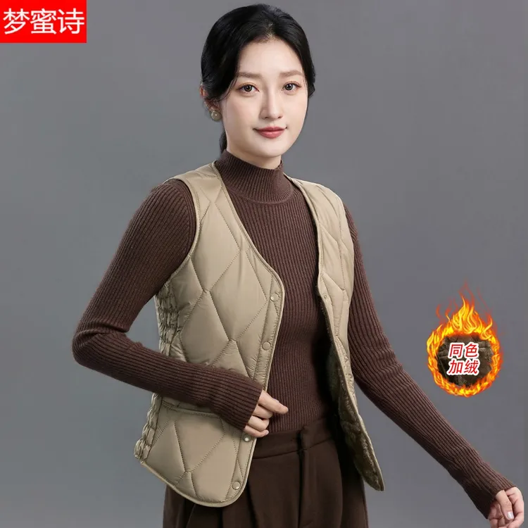 2025女士新款韩版透气修身女保暖爆款马夹秋冬季马甲加绒内搭背心