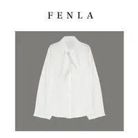 【惠姐私服】气质通勤圆领蝴蝶结宽松百搭长袖显瘦衬衣 85035