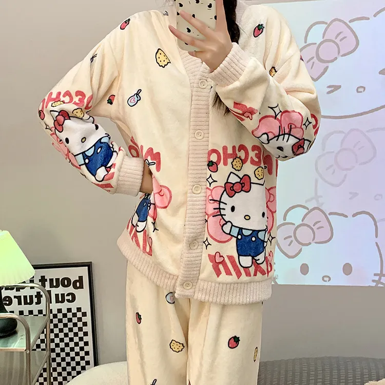 网红大码加肥200斤珊瑚绒睡衣女冬季加厚加绒保暖套装秋冬家居服