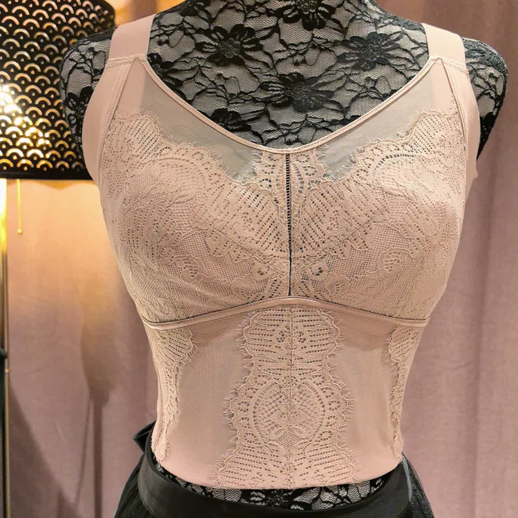 慕纱后八排扣大胸显小超薄杯抹胸收副乳收胃腩调整型内衣