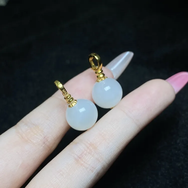 【小北严选】S925银和田玉吊坠约12mm【多样性发一件】-BH13X564