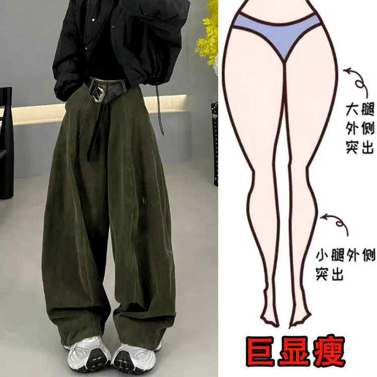 慵懒风灯丝绒阔脚裤女秋冬2025新款美式高腰宽松休闲裤拖地长裤潮