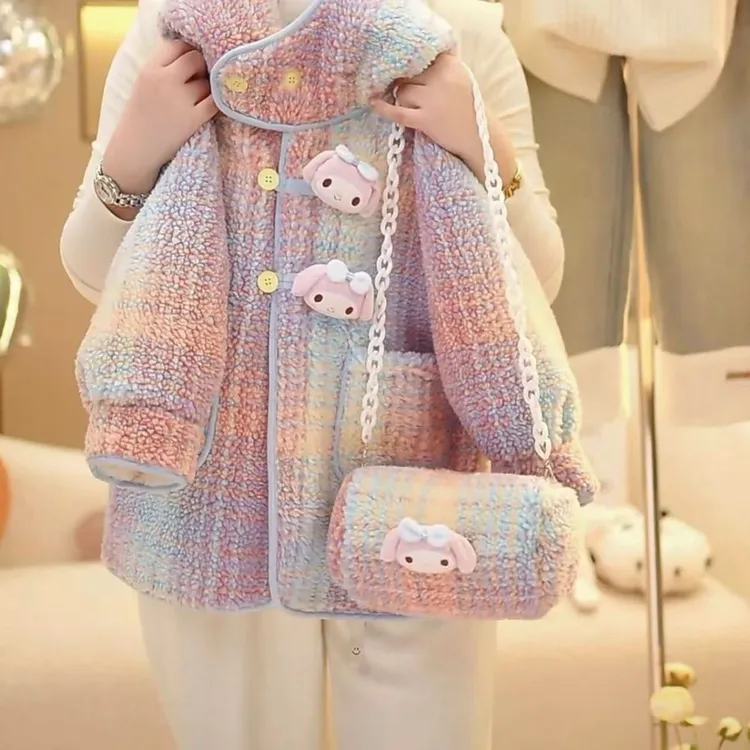 2025女童冬季新款儿童洋气时尚韩版洋气休闲毛呢加绒加厚保暖外套