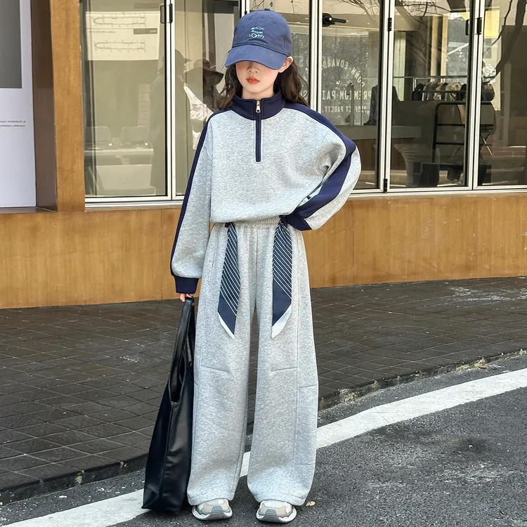女童秋季卫衣套装2025新款儿童洋气时髦休闲阔腿裤早秋女大童秋装