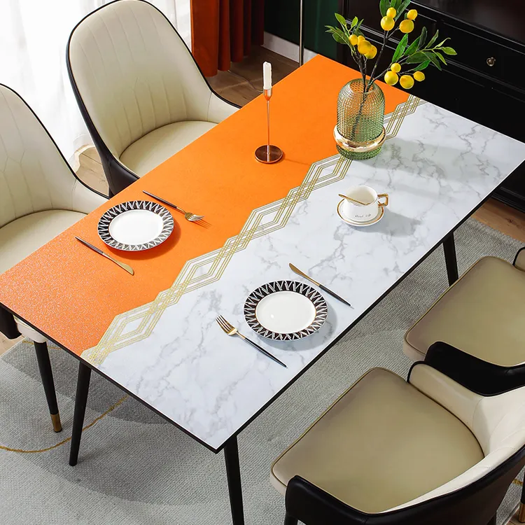 白橙菱格晶钻环保无味餐桌垫高档茶几垫防水防油又防烫免洗可定制