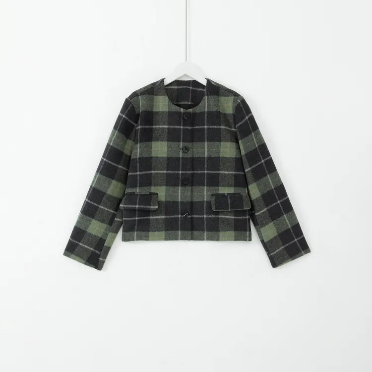 几里与麻 新款简约复古圆领开衫外套 衣长52 胸围106 2102842