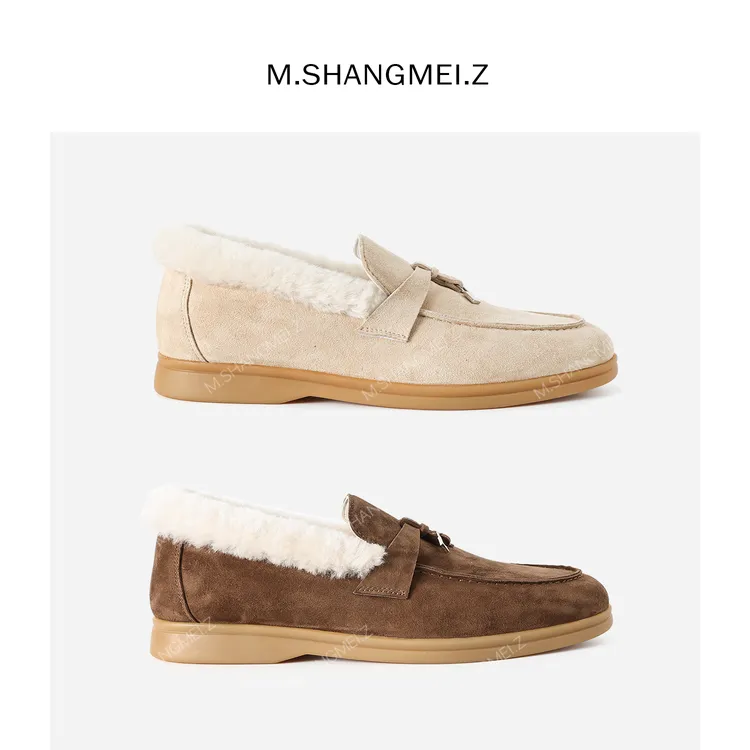 M.SHANGMEI.Z/沐熙美大哥秋冬保暖加绒舒适气质时尚乐福鞋F12514