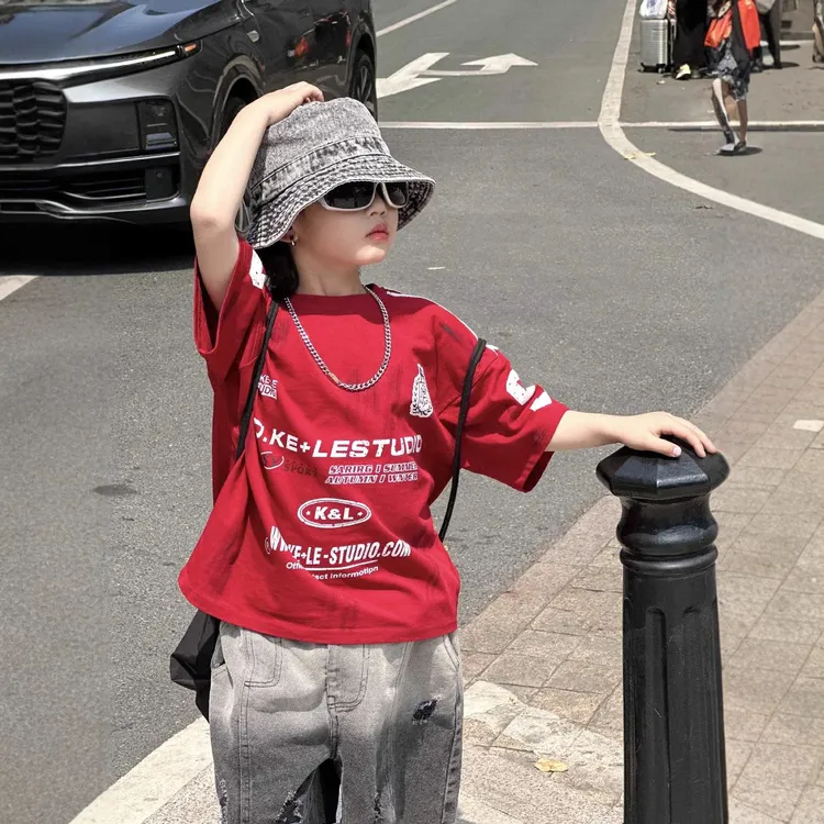 儿童短袖Ｔ恤男纯棉韩版宽松男童衣服夏装半袖男女童短袖Ｔ恤夏季