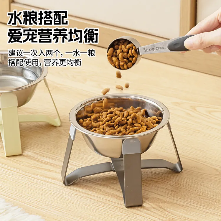 宠物猫狗喂养架不锈钢喂食碗猫咪吃饭喝水盆碗大口径防打翻猫粮架