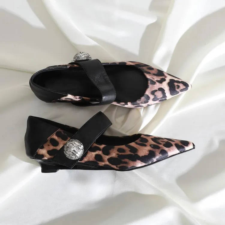 cufk官方2025春季时尚女鞋气质尖头浅口玛丽珍鞋透气百搭坡跟缎面