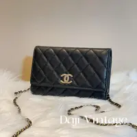 大吉中古/Chanel香奈儿23p镂空logo黑金woc斜挎包