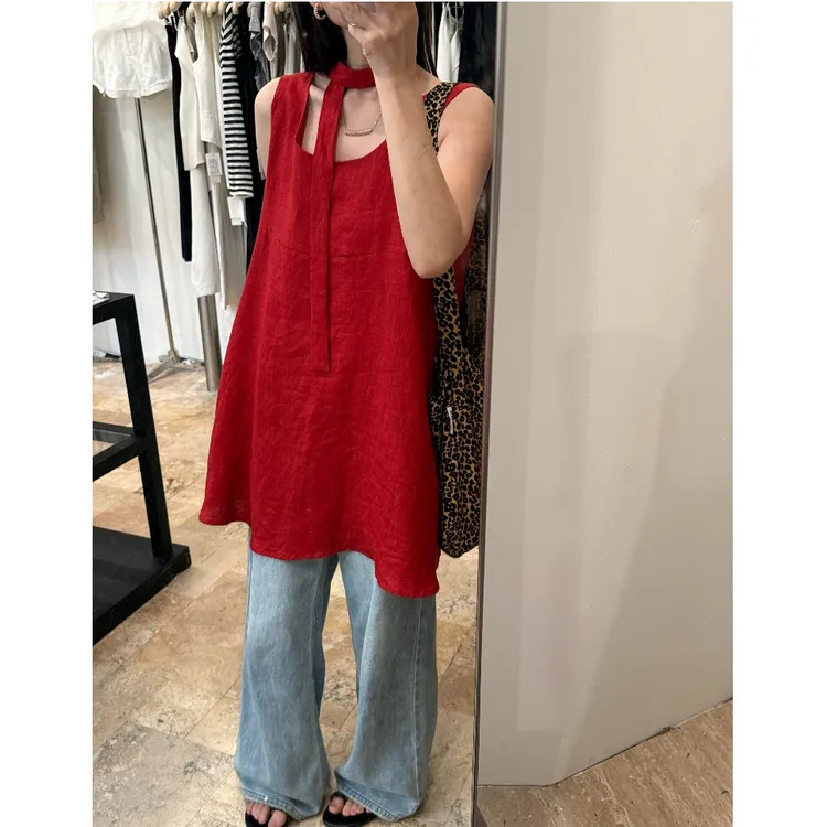 法式红色超好看休闲简约背心2025年夏季小个子高端百搭时尚上衣女