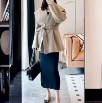 FUJIA STYLE新款时尚百搭简约气质休闲纯色羊毛大衣JM103
