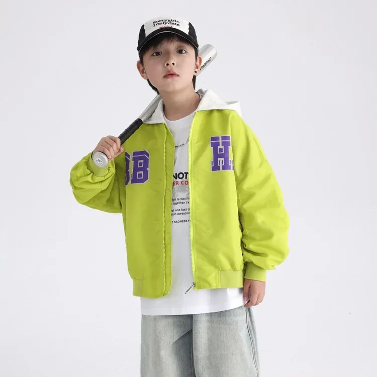 男童春装潮牌可拆卸连帽中大童棒球服外套2025新款儿童装运动夹