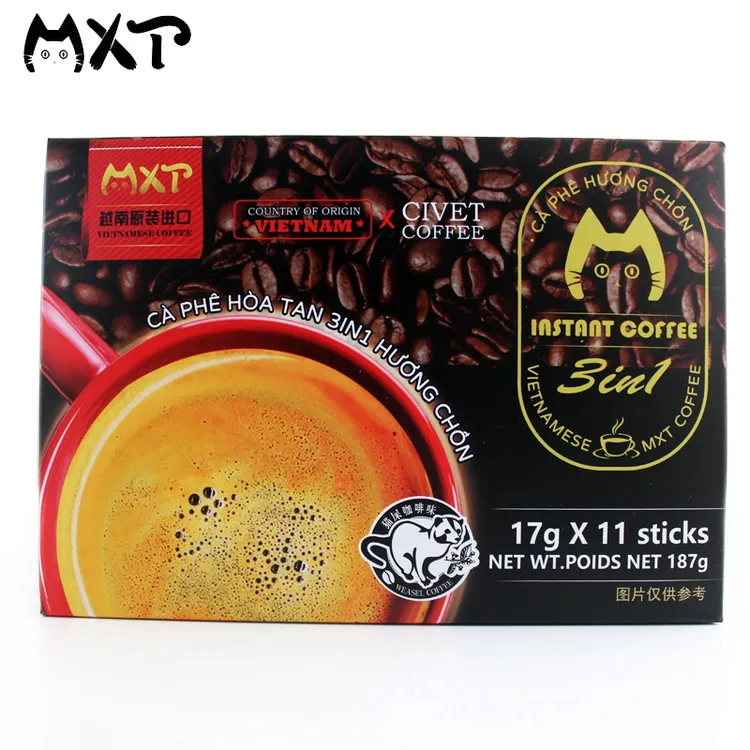 越南原装进口MXT猫屎咖啡味3合1速溶貂鼠猫屎咖啡11包187克