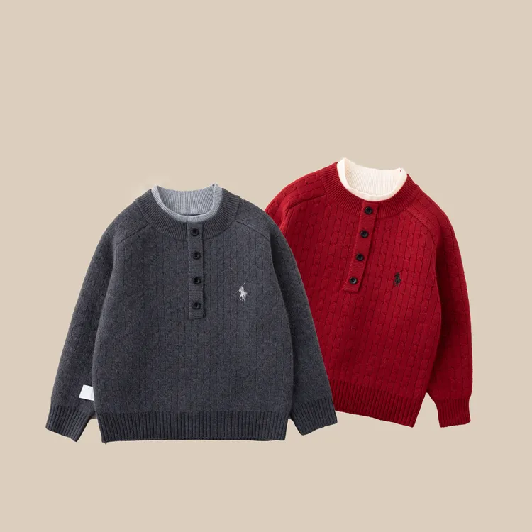 儿童毛衣2025新款男童冬款潮流加绒加厚针织上衣BD2310华子童装