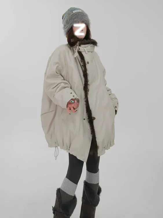 高品质2025新款冬季大毛领派克服短款小个子工装夹克棉服棉衣外套