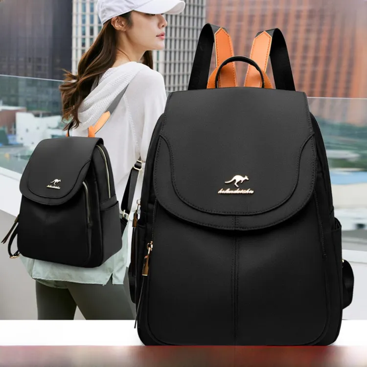 袋鼠双肩包女2025新款旅行牛津布大容量背包女士百搭时尚帆布书包