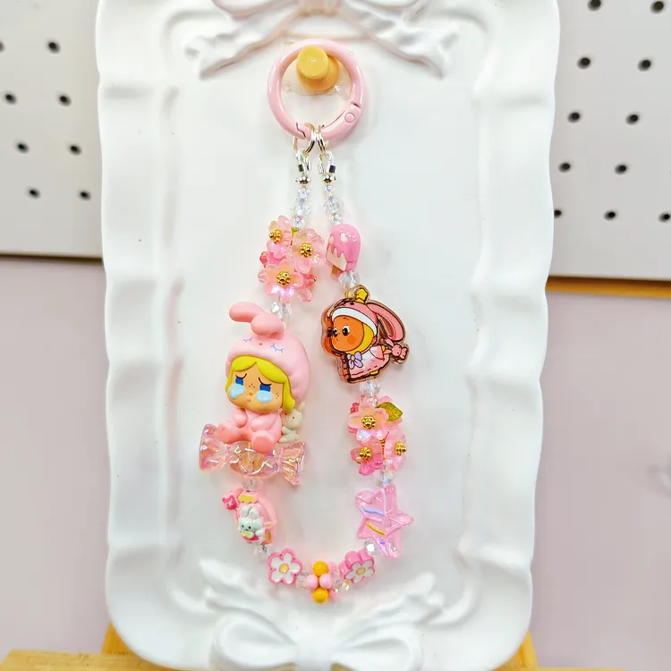 【羊妈妈手工】泡泡家睡衣派对合金配件萌粒手机挂链挂绳手机链