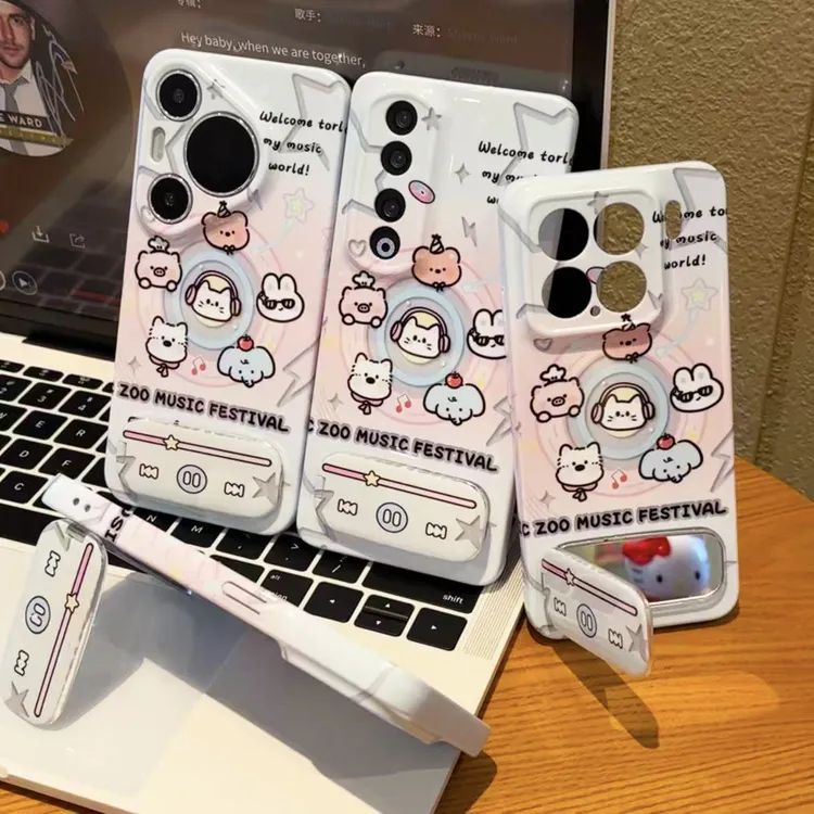 ZMGX音乐唱片小动物支架适用苹果16菲林手机壳华为vivo小米14oppo