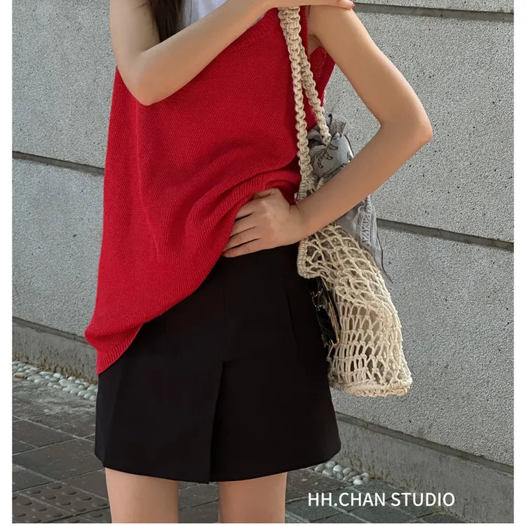 HH.CHAN“摩登优雅”高定亚麻混纺黑色摩登半身裙HH52B35957
