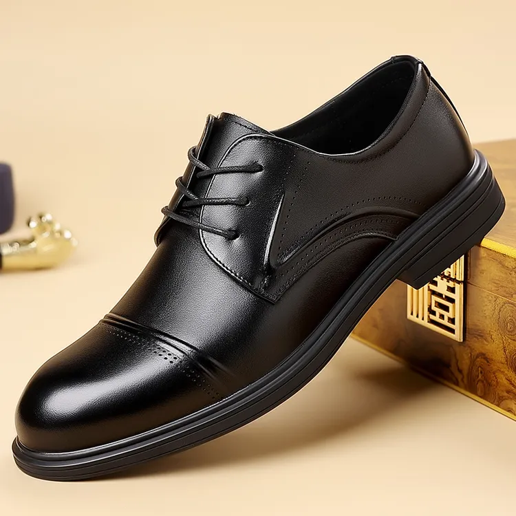 男士头层牛皮三接头皮鞋秋季新款真皮透气商务正装百搭时尚休闲鞋