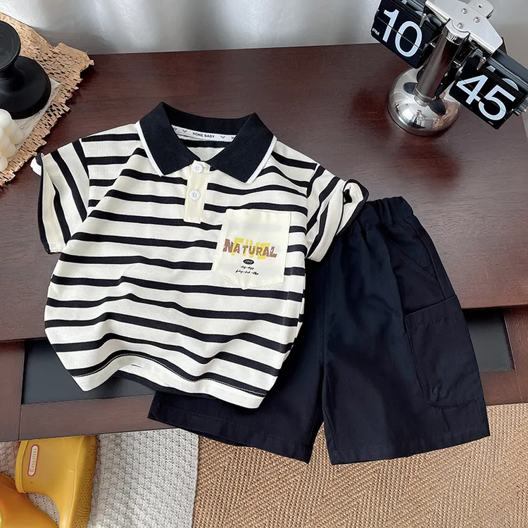 男童短袖套装儿童2025夏款新款POLO衫套装宝宝洋气夏季翻领套装