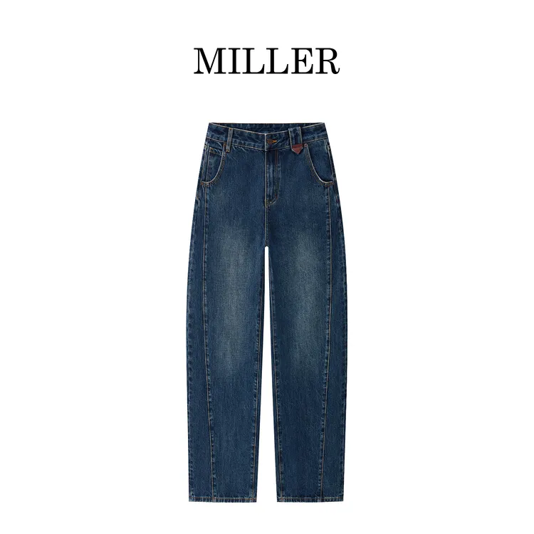 MILLER [海暮]设计师款阔腿弯刀裤时尚显瘦显高厚款牛仔裤-6065