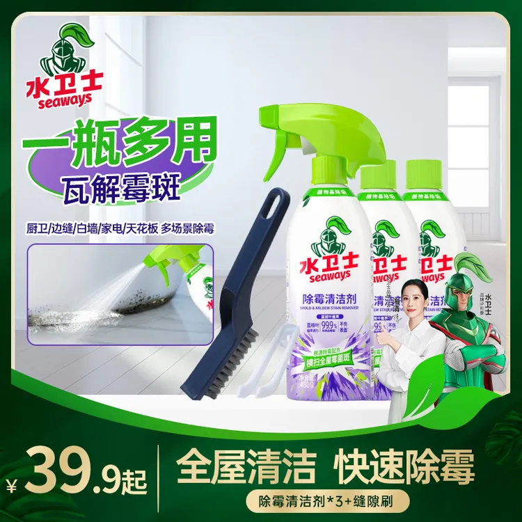 【回南天必备】水卫士除霉剂卫生间瓷砖地板去霉斑霉点除味清洁剂ZY