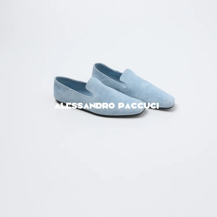 AP洛哥53065XA【蓝釉】高丝光羊反绒方头纯色平底时尚百搭乐福鞋