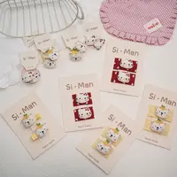 满9.9飞 韩版卡通小熊猫咪宝宝不伤发拜拜夹刘海夹不伤发发圈