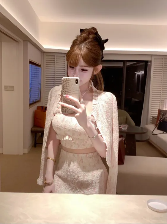 TUTU【浮世绘梦】原创显瘦气质甜美法式抹胸半身裙外套套装#TZ1371