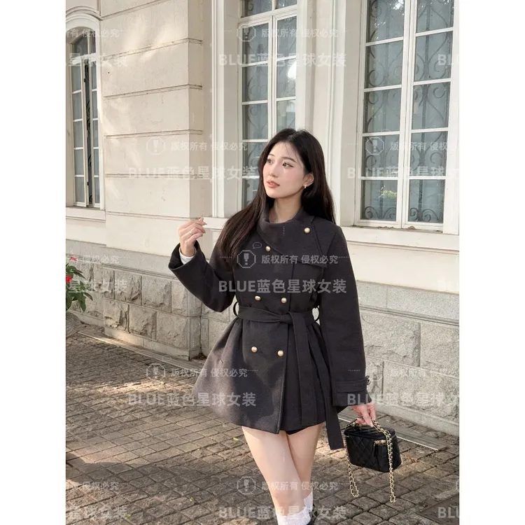 【白鸭绒】内胆羽绒毛呢外套冬季保暖呢子外套2025新款大衣外套爆款