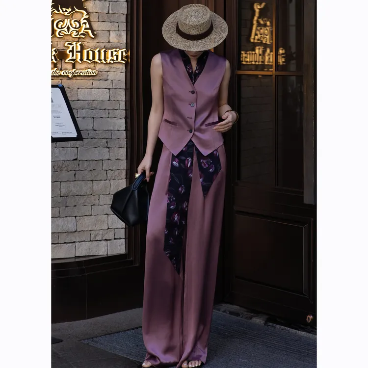 ZEROYK原创设计师时尚套装2025夏季新款御姐气质醋酸印花马甲套装