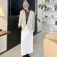 【丽姐女装】瘦胯精直筒裙｜质感通勤 秋季挺括利落百搭牛仔裙Q0359