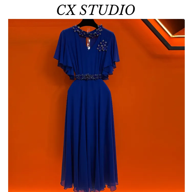 YC编码05 经典收腰轻奢时尚夏季连衣裙（定制女装）TG998