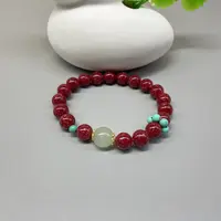 含辰砂工艺品8MM赐缘转运珠单圈手串   全透晶体砂