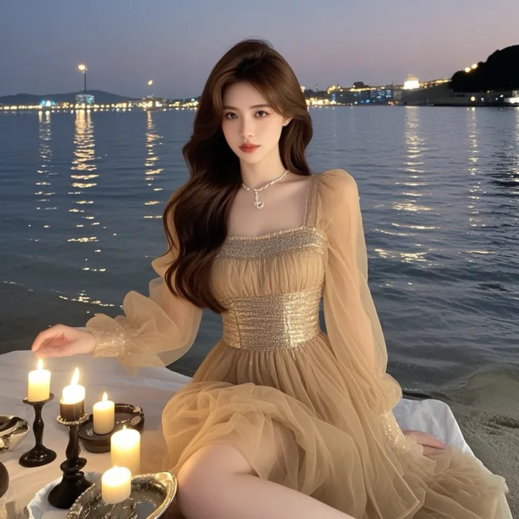 法式高端精致连衣裙秋季新款高端轻奢气质名媛网纱收腰显瘦包臀裙