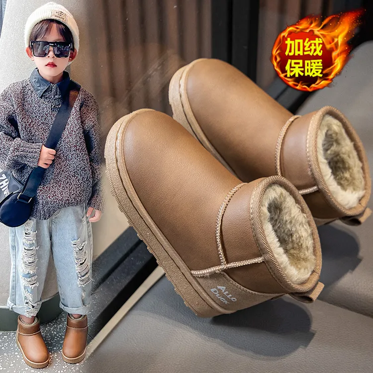 冬季儿童加厚雪地靴女童加绒保暖大棉鞋男童防水防滑短靴子中大童商品图