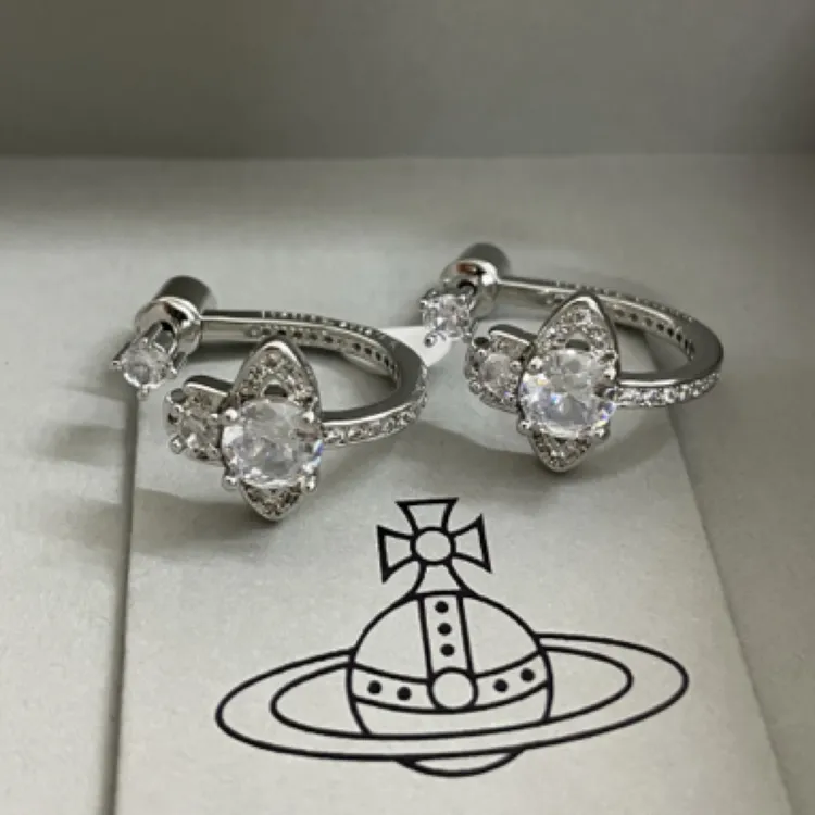 钛钢锆石耳饰 高级感耳钉西太后法式银针耳钉土星镶钻耳饰耳坠
