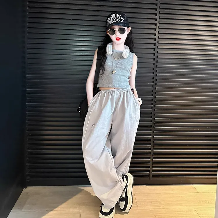 女童工装裤套装酷飒风夏季2025新款儿童街舞裤子女大童洋气薄款潮