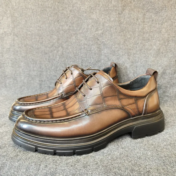 头层手工擦色英伦风透气时尚休闲男士商务正装皮鞋